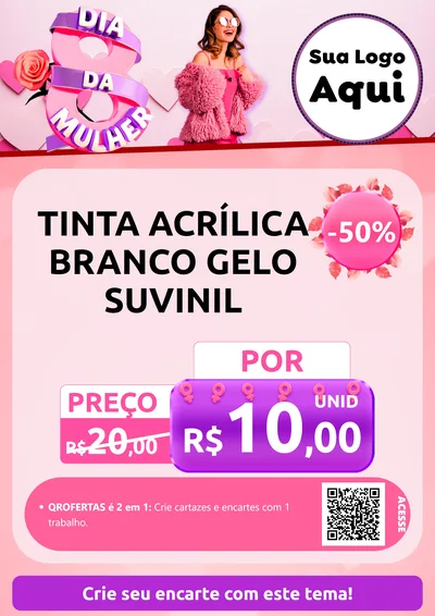 Modelo de Cartaz para Cartaz A4 Vertical com o tema Dia da Mulher para Tintas e Ferramentas