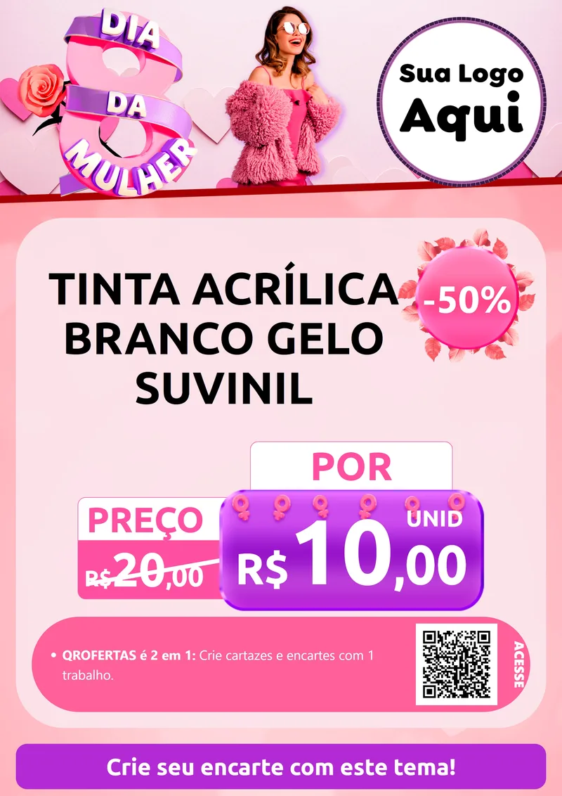 Modelo de Cartaz para Cartaz A4 Vertical com o tema Dia da Mulher para Tintas e Ferramentas