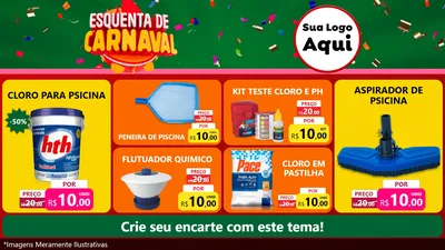 Modelo de TV para TV Horizontal com o tema Esquenta de Carnaval para Produtos para Piscina