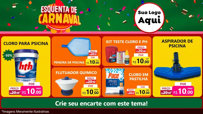Modelo de TV para TV Horizontal com o tema Esquenta de Carnaval para Produtos para Piscina