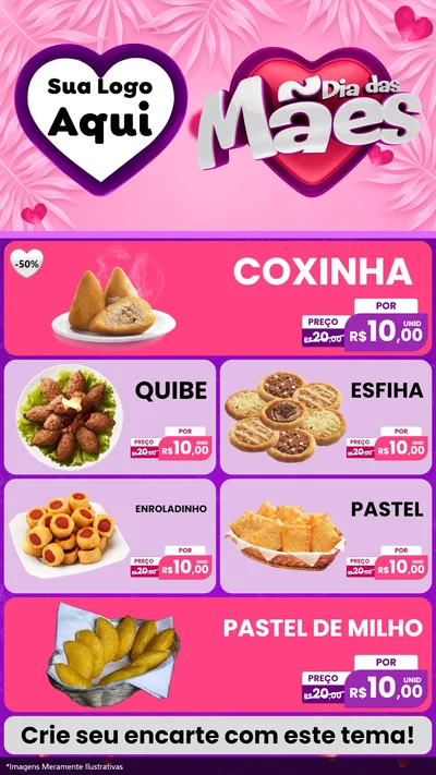 Modelo de TV para TV Vertical com o tema Dia das Mães para Salgadaria