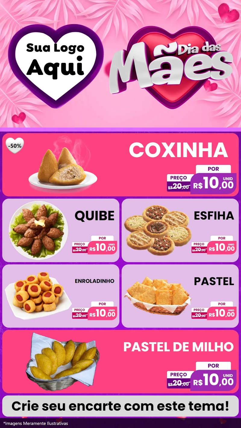 Modelo de TV para TV Vertical com o tema Dia das Mães para Salgadaria