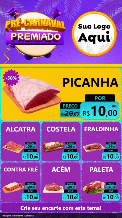 Modelo de Rede Social para Stories com o tema Pré-Carnaval Premiado para Açougue