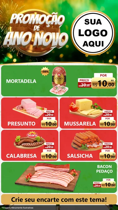 Modelo de TV para TV Vertical com o tema Promoção de Ano Novo para Frios e Laticínios