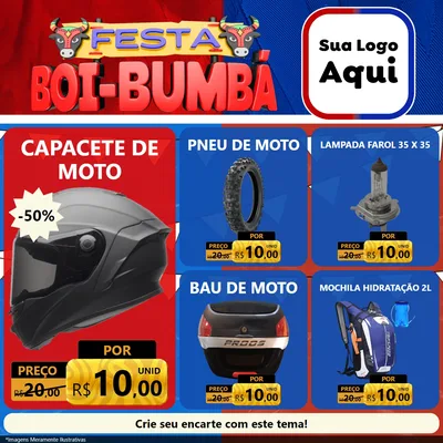 Modelo de Rede Social para Feed Facebook com o tema Festa Boi Bumbá para Moto peças
