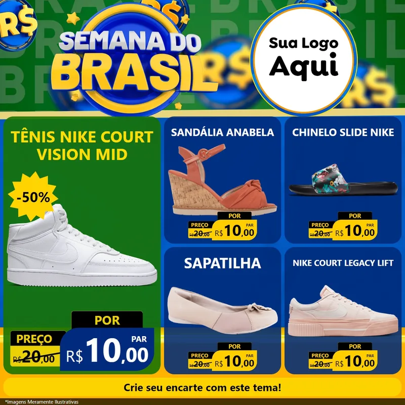 Modelo de Rede Social para Feed Facebook com o tema Semana Do Brasil para Calçados
