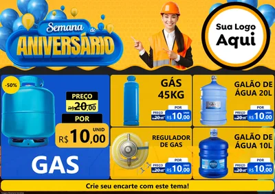 Modelo de Encarte para Encarte A4 Horizontal com o tema Semana de Aniversário para Água e gás