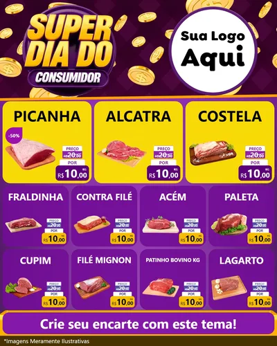 Modelo de Rede Social para Feed Instagram com o tema Super Dia do Consumidor para Açougue