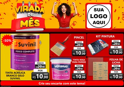 Modelo de Encarte para Encarte A4 Horizontal com o tema Virada de Mês para Tintas e Ferramentas