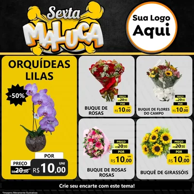 Modelo de Rede Social para Feed Facebook com o tema Sexta Maluca para Floricultura e jardim