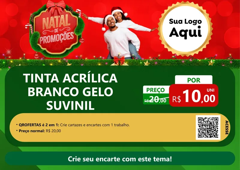Modelo de Cartaz para Cartaz A4 Horizontal com o tema Natal de Promoções para Tintas e Ferramentas