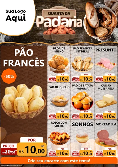 Modelo de Encarte para Encarte A4 Vertical com o tema Quarta da Padaria para Padaria