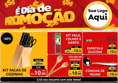 Modelo de Encarte para Encarte A4 Horizontal com o tema É Dia De Promoção para Utilidades Domésticas