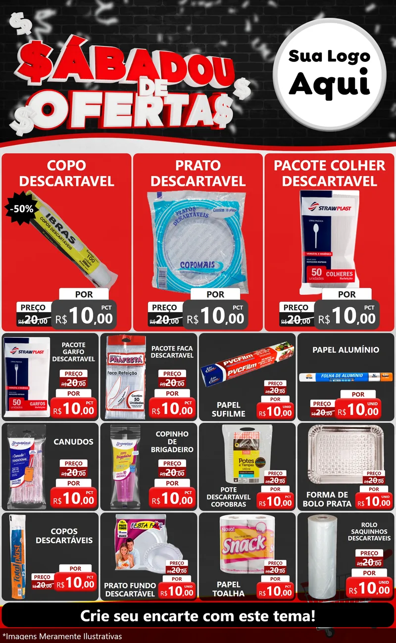 Modelo de Encarte para Encarte Grande com o tema Sabadou de Ofertas para Embalagens