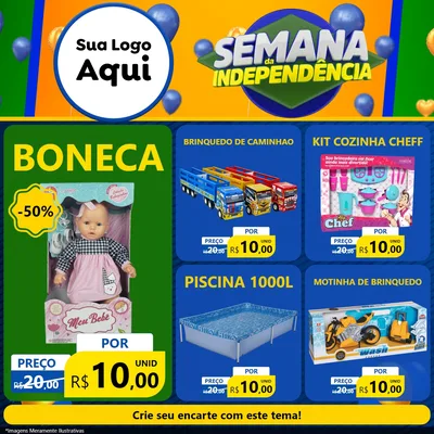 Modelo de Rede Social para Feed Facebook com o tema Semana da Independência para Brinquedos
