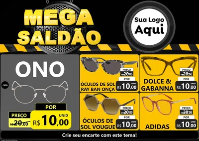 Modelo de Encarte para Encarte A4 Horizontal com o tema Mega Saldão para Óticas