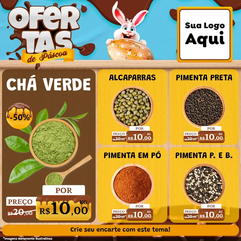 Modelo de Rede Social para Feed Facebook com o tema Ofertas de Páscoa para Produtos Naturais