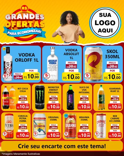 Modelo de Rede Social para Feed Instagram com o tema Grandes Ofertas Para Economizar! para Distribuidora de bebidas