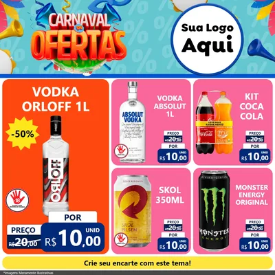 Modelo de Rede Social para Feed Facebook com o tema Carnaval de Ofertas para Distribuidora de bebidas