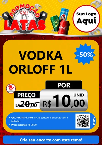 Modelo de Cartaz para Cartaz A4 Vertical com o tema Promoção nas Latas para Distribuidora de bebidas