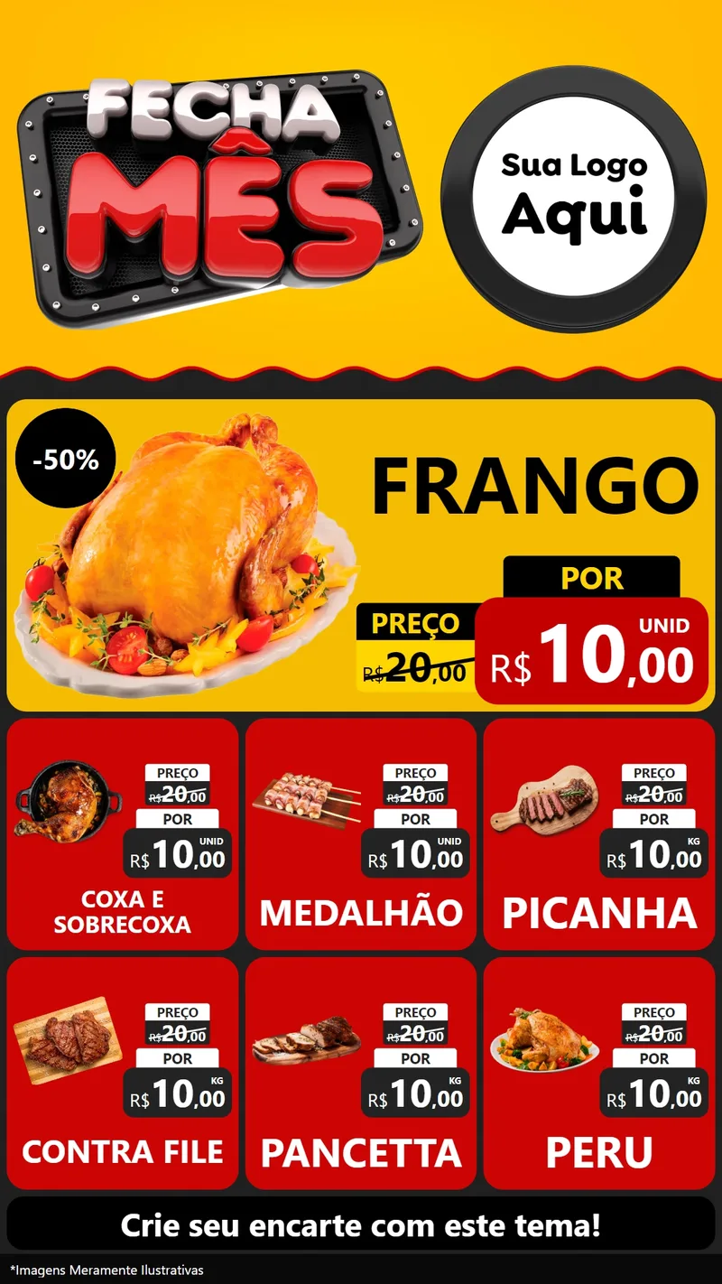 Modelo de Rede Social para Stories com o tema Fecha Mês para Assados