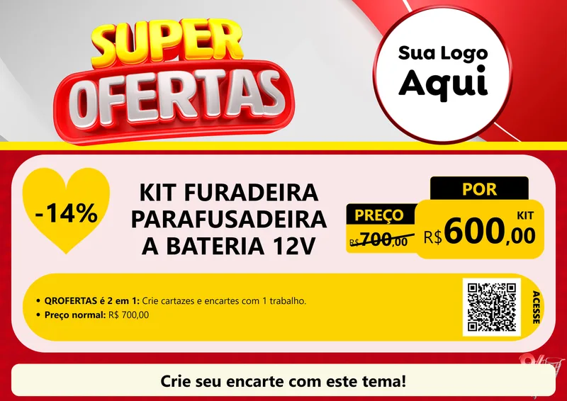 Modelo de Cartaz para Cartaz A4 Horizontal com o tema Super Ofertas para Maquinas e Ferramentas
