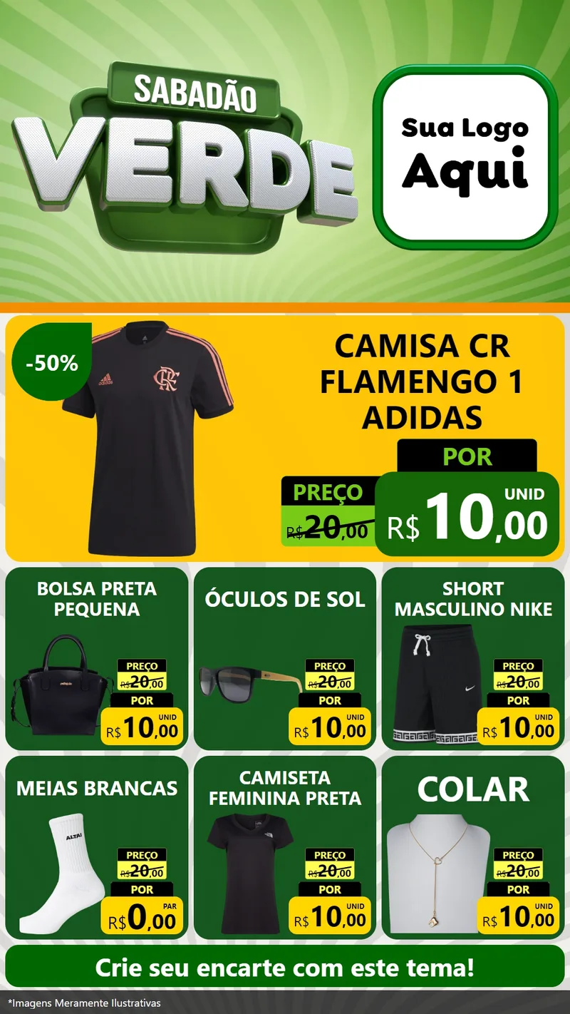 Modelo de Rede Social para Stories com o tema Sabadão Verde para Roupas e acessórios