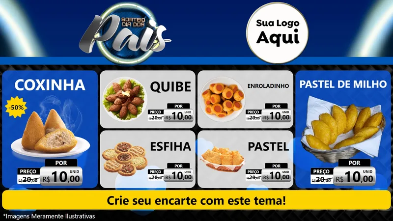 Modelo de TV para TV Horizontal com o tema Sorteio Dia Dos Pais para Salgadaria
