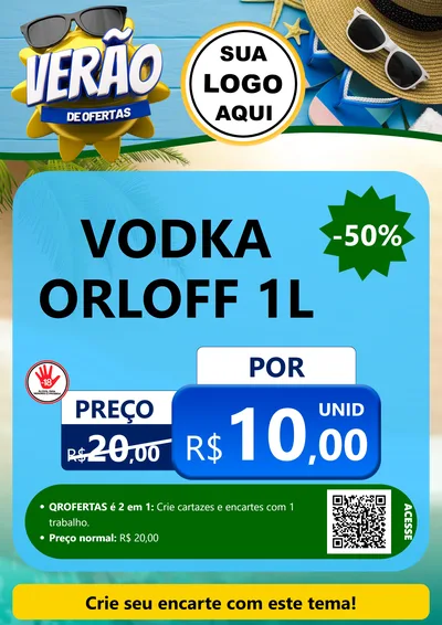 Modelo de Cartaz para Cartaz A4 Vertical com o tema Verão de Ofertas para Distribuidora de bebidas