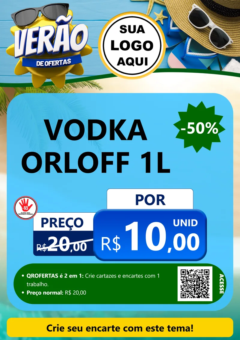 Modelo de Cartaz para Cartaz A4 Vertical com o tema Verão de Ofertas para Distribuidora de bebidas