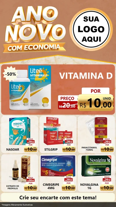 Modelo de Rede Social para Stories com o tema Ano Novo Com Economia para Farmácia