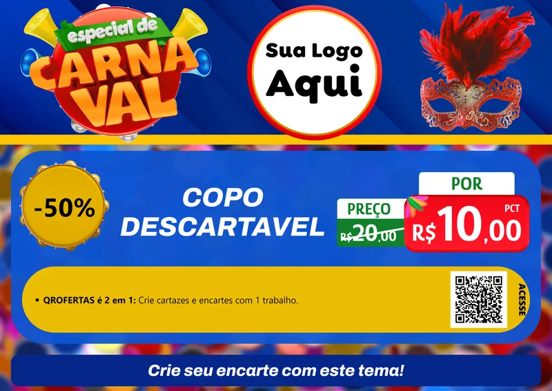 Modelo de Cartaz para Cartaz A4 Horizontal com o tema Especial de Carnaval para Embalagens