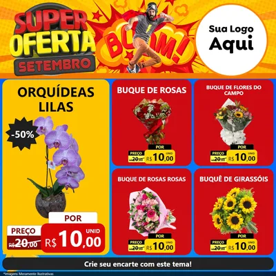 Modelo de Rede Social para Feed Facebook com o tema Super Oferta Setembro para Floricultura e jardim