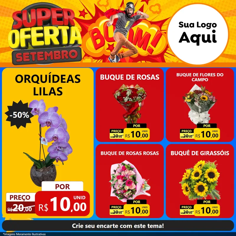 Modelo de Rede Social para Feed Facebook com o tema Super Oferta Setembro para Floricultura e jardim