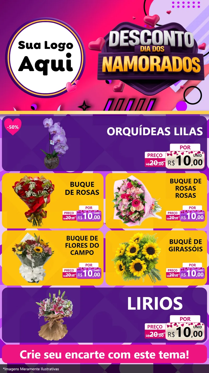 Modelo de TV para TV Vertical com o tema Desconto Dia dos Namorados para Floricultura e jardim