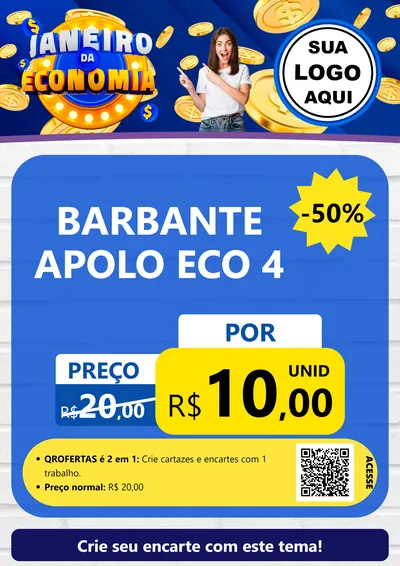Modelo de Cartaz para Cartaz A4 Vertical com o tema Janeiro da Economia para Armarinho e Aviamentos