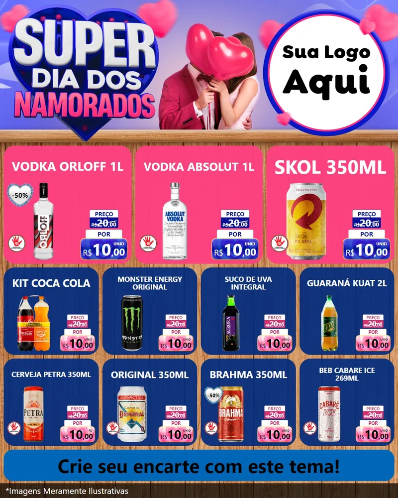 Modelo de Rede Social para Feed Instagram com o tema Super Dia dos Namorados para Distribuidora de bebidas