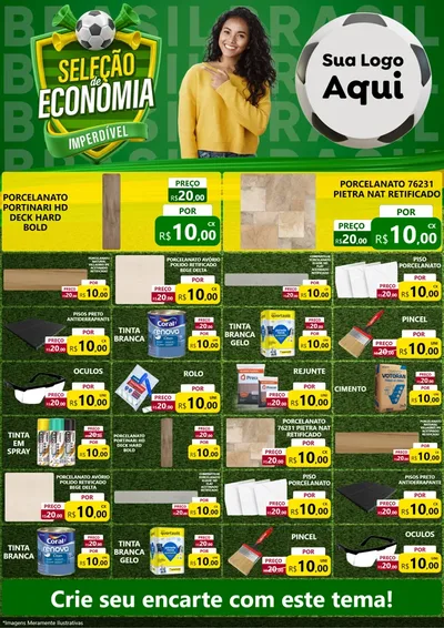 Modelo de Encarte para Encarte A4 Vertical com o tema Seleção de Economia - Copa para Pisos e revestimentos