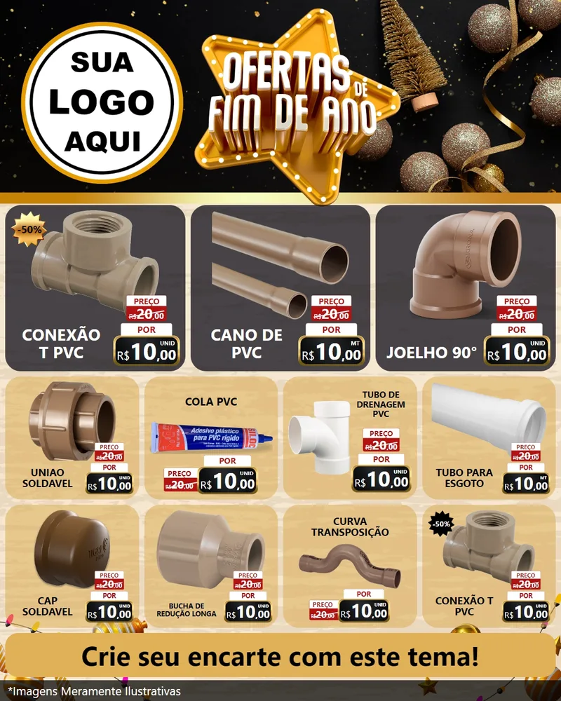Modelo de Rede Social para Feed Instagram com o tema Ofertas de Fim de Ano para Tubos e conexões