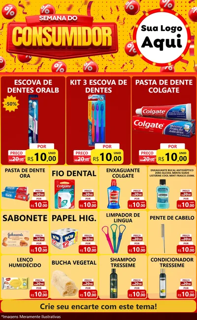 Modelo de Encarte para Encarte Grande com o tema Semana do Consumidor para Higiene Pessoal