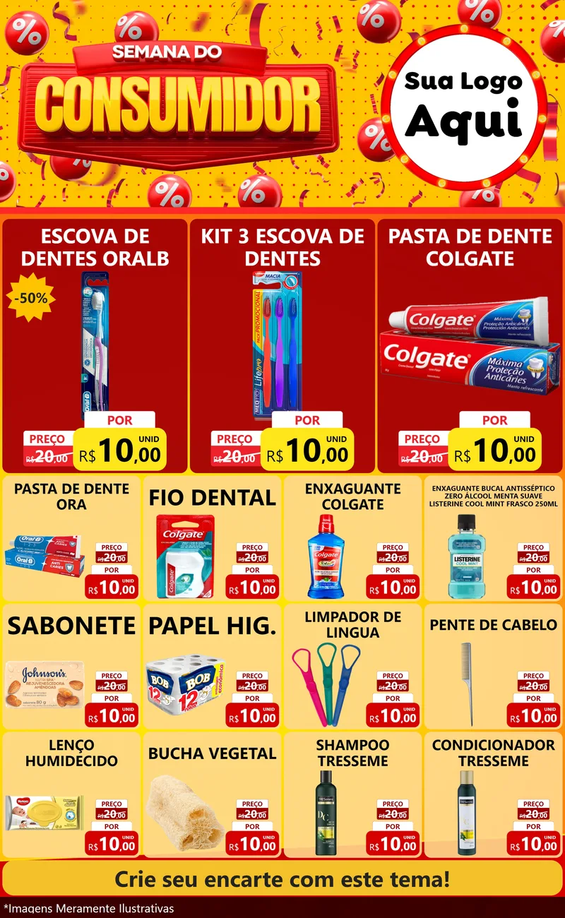 Modelo de Encarte para Encarte Grande com o tema Semana do Consumidor para Higiene Pessoal