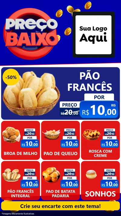 Modelo de Rede Social para Stories com o tema Preço Baixo para Padaria