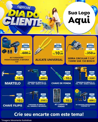 Modelo de Rede Social para Feed Instagram com o tema Especial Dia do Cliente para Maquinas e Ferramentas