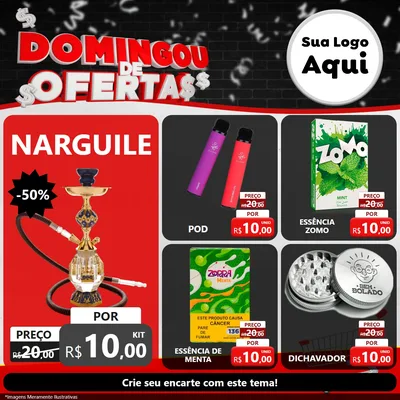 Modelo de Rede Social para Feed Facebook com o tema Domingou de Ofertas para Tabacaria