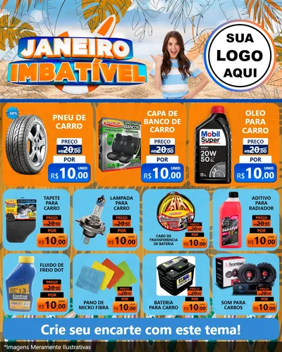 Modelo de Rede Social para Feed Instagram com o tema Janeiro Imbatível para Auto peças