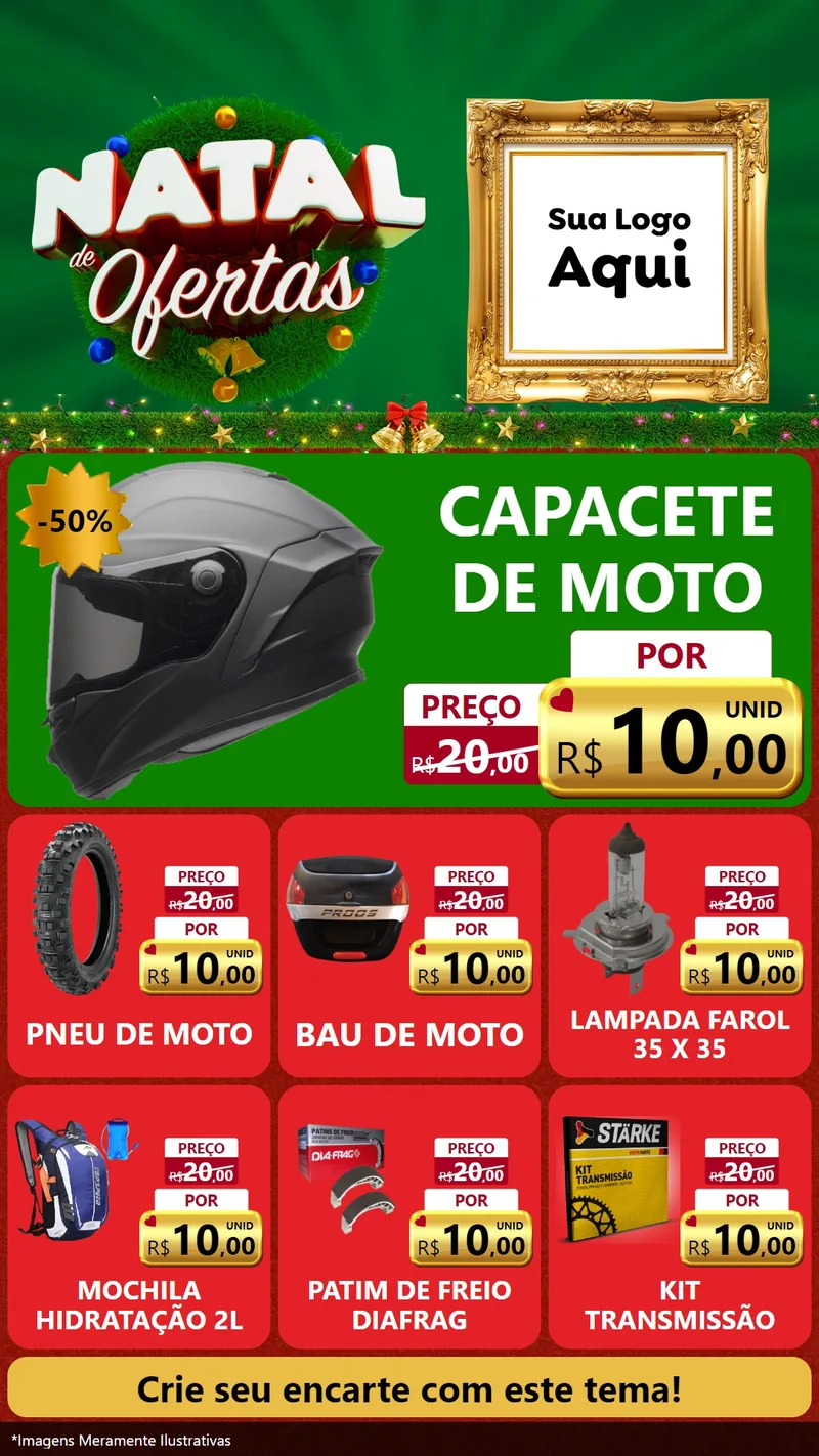 Modelo de Rede Social para Stories com o tema Natal de Ofertas para Moto peças