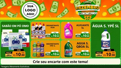 Modelo de TV para TV Horizontal com o tema Comece Dezembro Economizando para Produtos de Limpeza