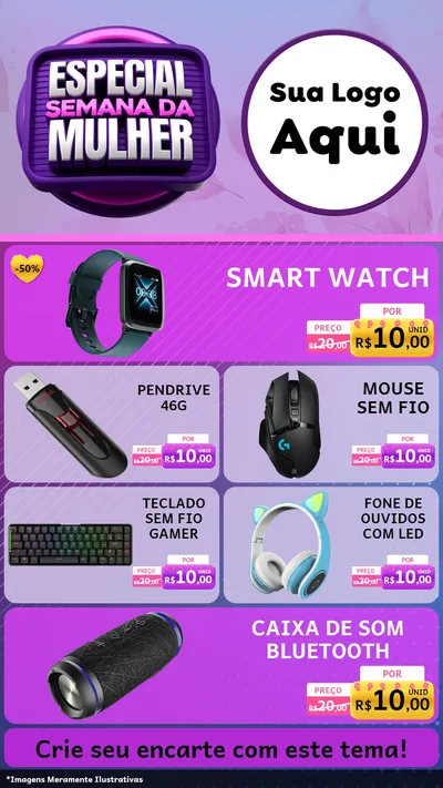 Modelo de TV para TV Vertical com o tema Especial Semana da Mulher para Informática