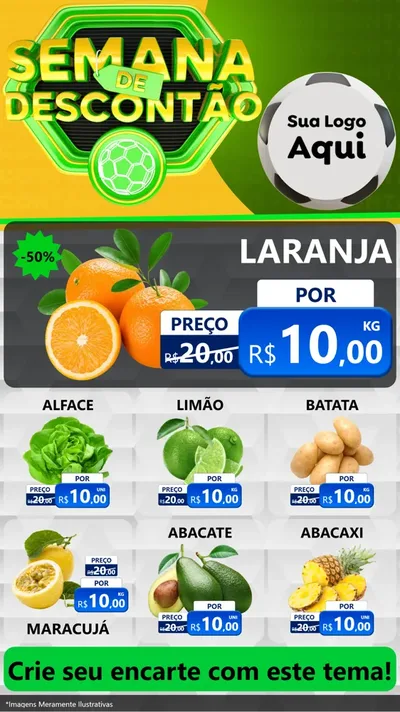 Modelo de Rede Social para Stories com o tema Semana de Descontão - Copa para Hortifrúti