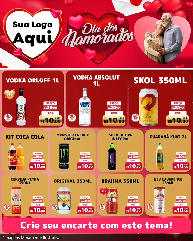 Modelo de Rede Social para Feed Instagram com o tema Dia Dos Namorados para Distribuidora de bebidas